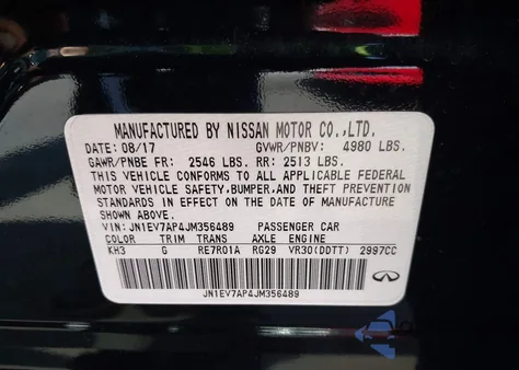 2018 Infiniti Q50 Luxe/Sport from USA, damaged, VIN JN1EV7AP4JM356489